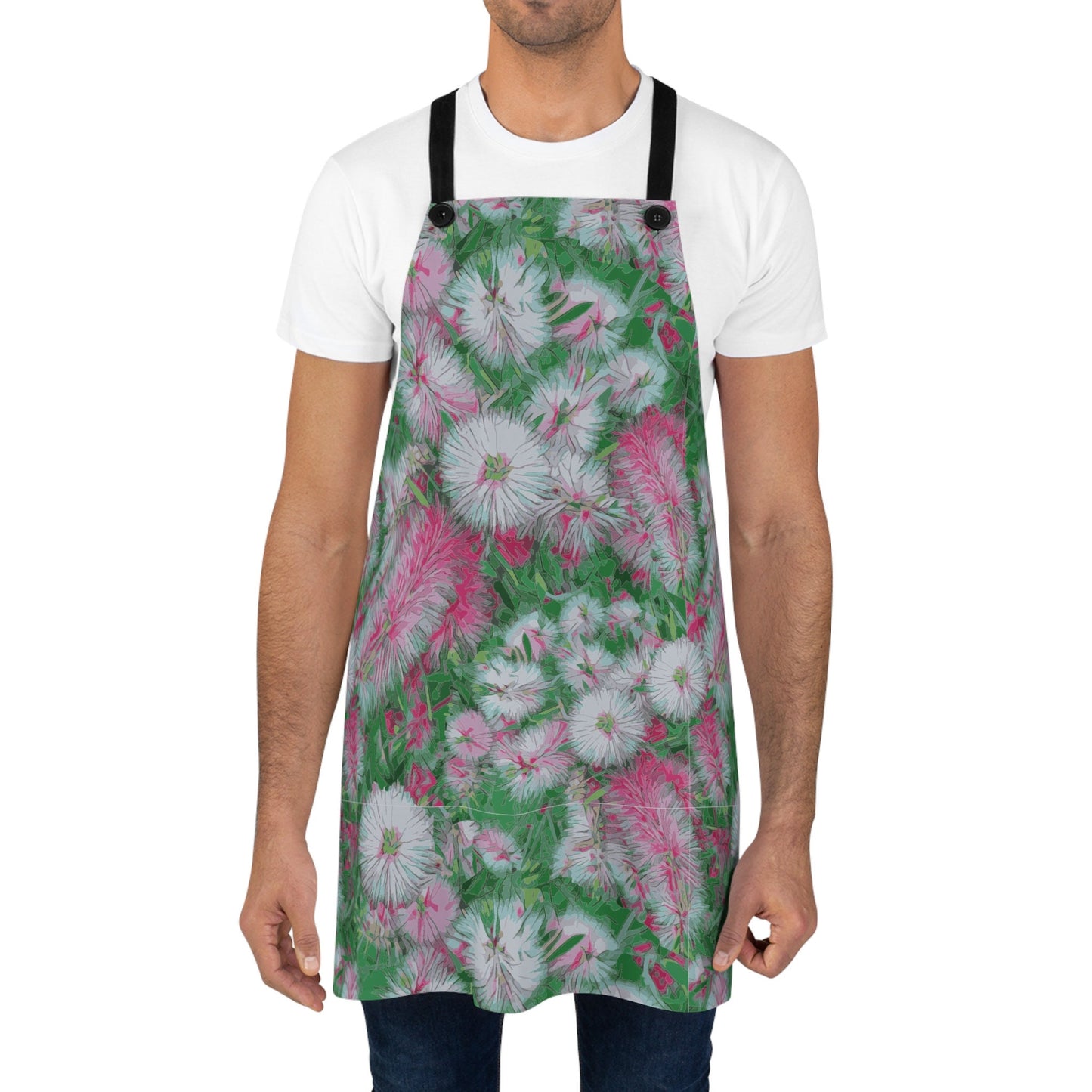 Pink Bottlebrush Apron, Mum Gift, Mother's Day Gift, Floral Apron, Pink & Green Apron, floral print Apron,