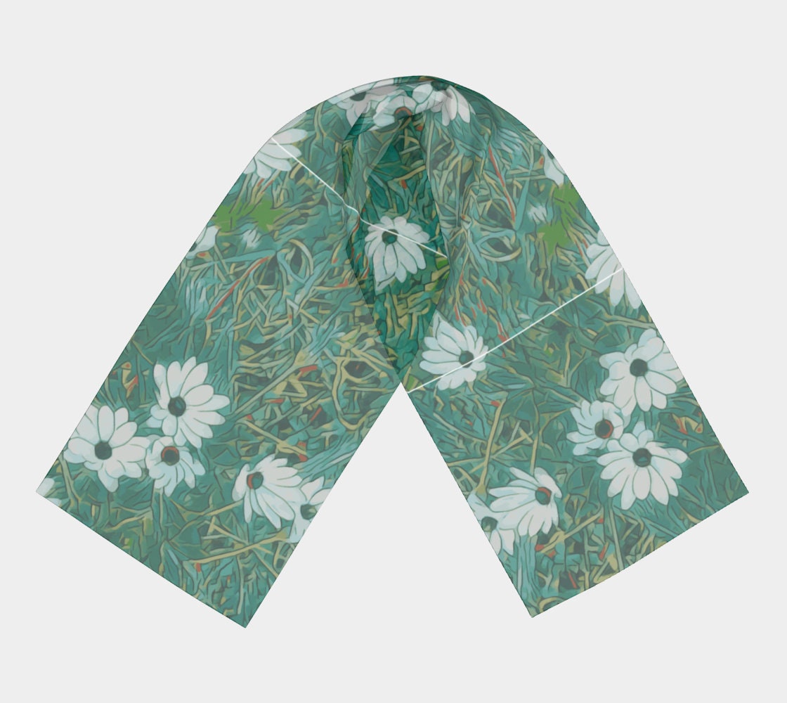 Floral Wild Flower Scarf - Osteospermum 'Avalanche' Daisy, West Australian Wild Flowers.