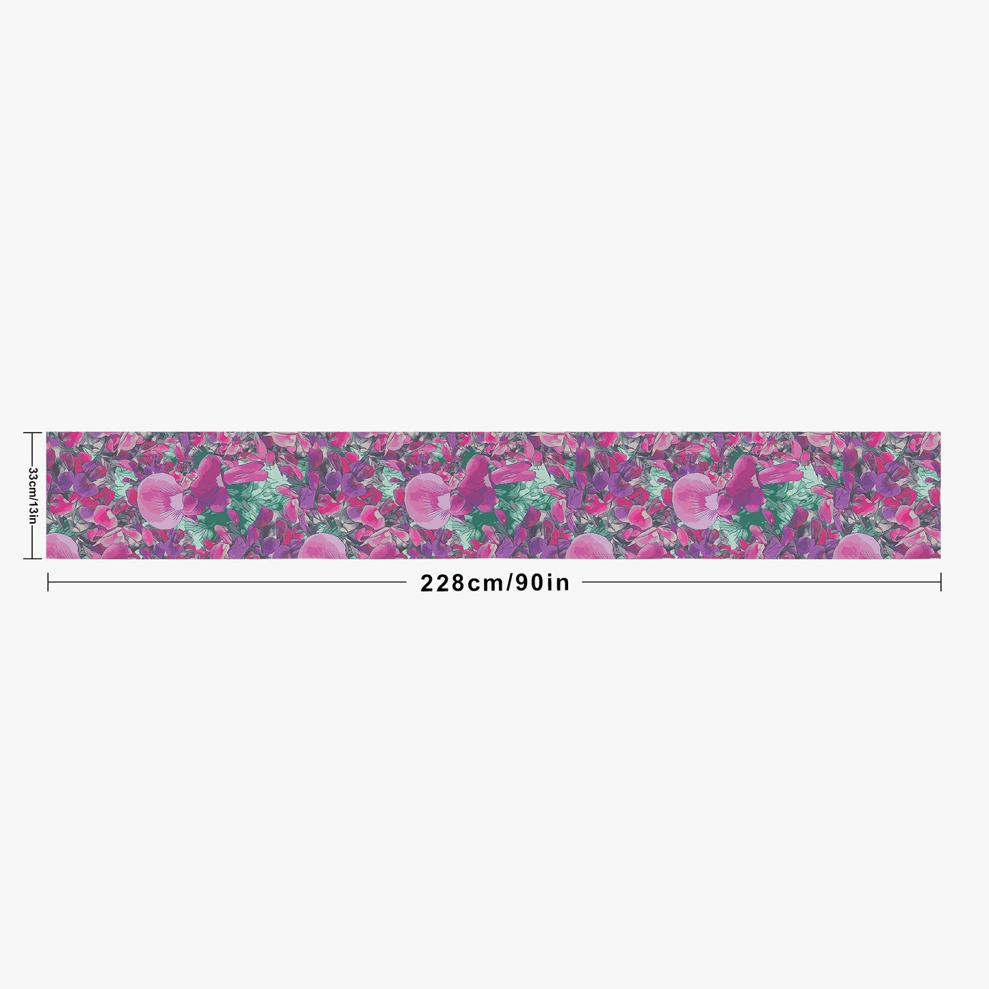 Floral Wild Flower Table Runner Size: 90''×13'' - Holly-Leaved Mirbelia - Mirbelia dilatata, West Australian Wild Flowers.