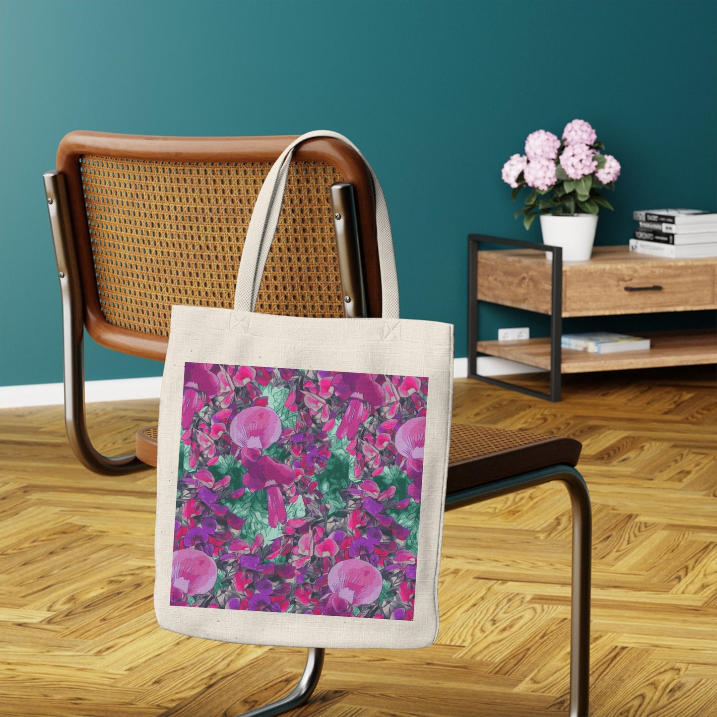 Floral Wild Flower Tote Bag - Holly-Leaved Mirbelia - Mirbelia dilatata, West Australian Wild Flowers.