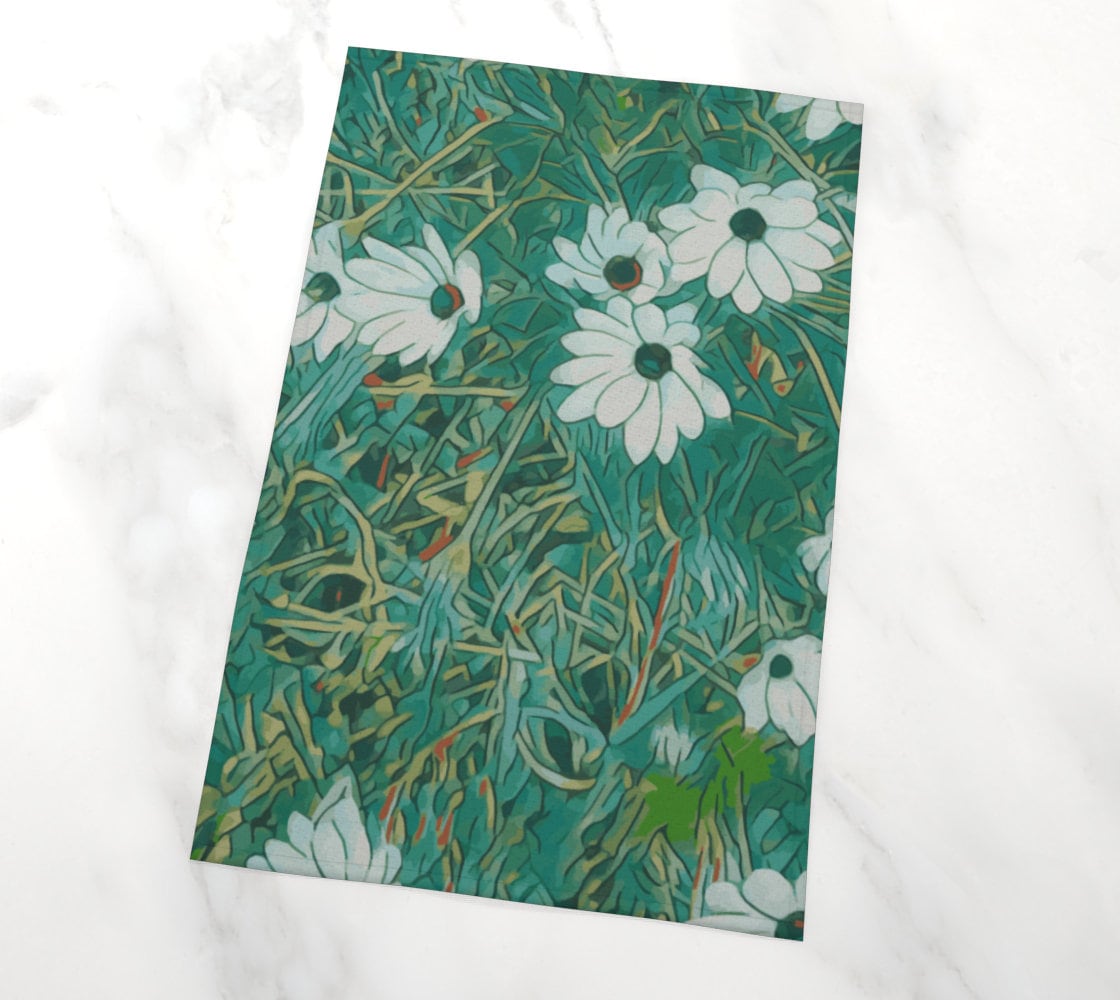 Floral Wild Flower Tea Towel - Osteospermum 'Avalanche' Daisy, West Australian Wild Flowers.