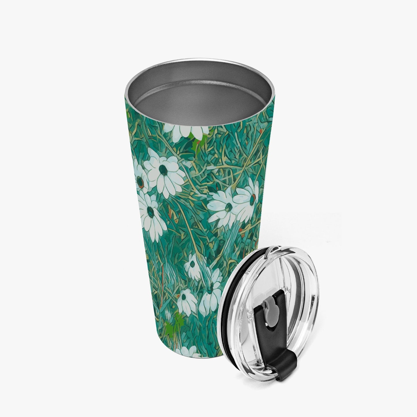 Floral Wild Flower Vacuum Insulated Coffee Cup - OSTEOSPERMUM 'Avalanche' Daisy West Australian