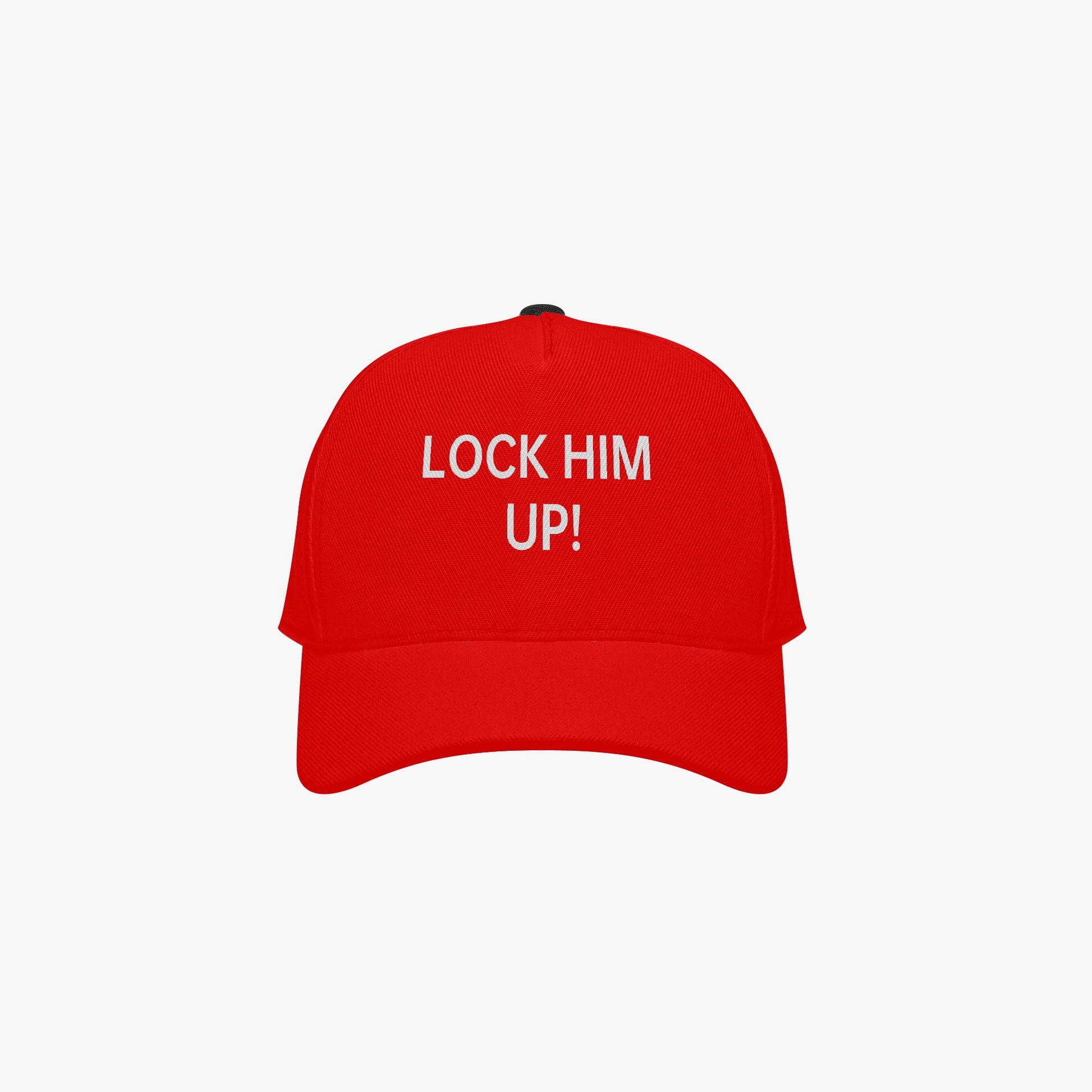 Trump Maga Red "Lock Him Up" Baseball Hat Text Only