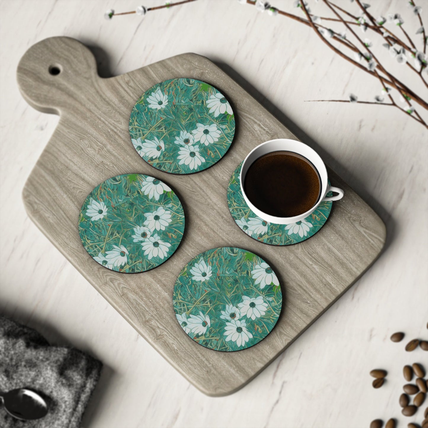 Floral Wild Flower Coasters - OSTEOSPERMUM 'Avalanche' Daisy West Australian