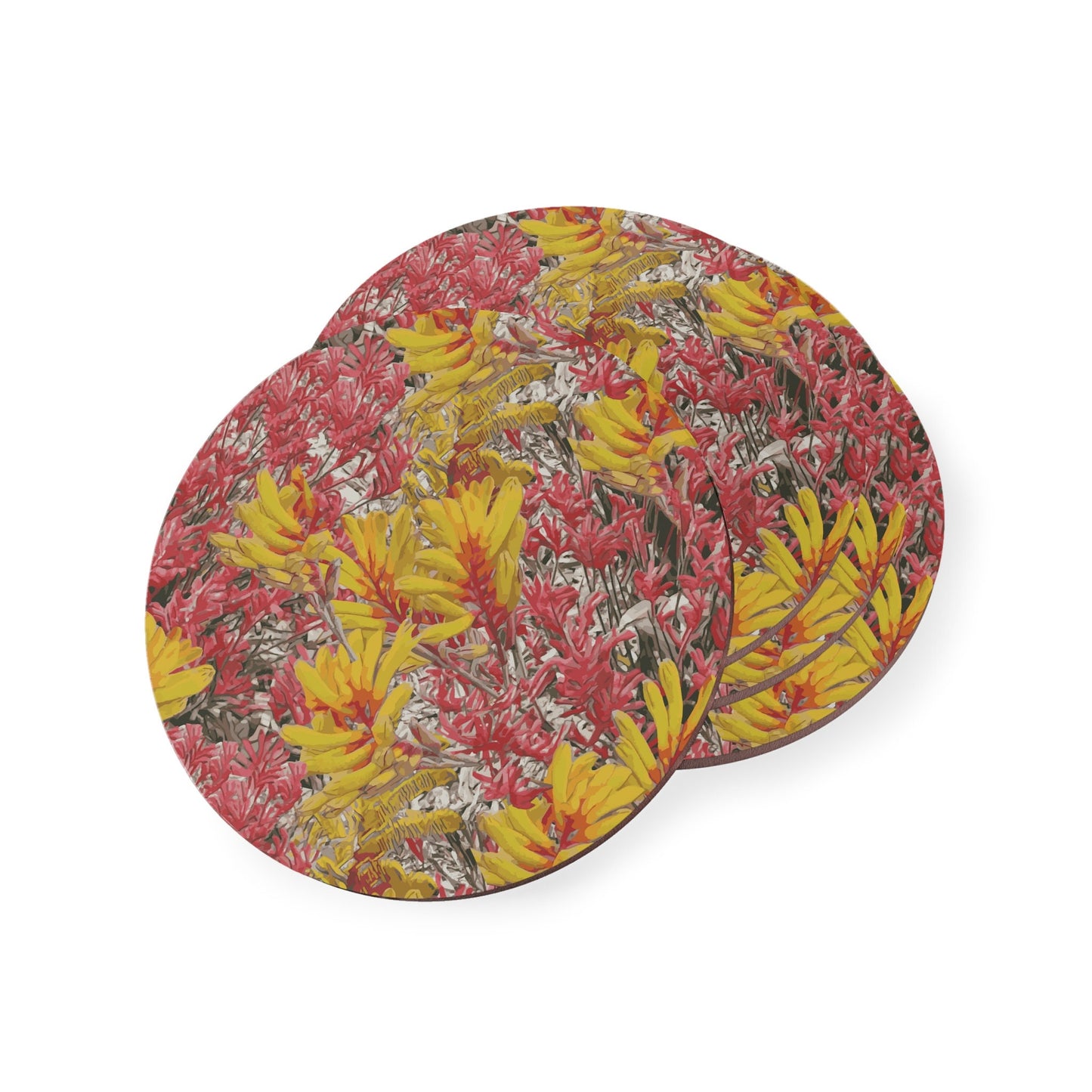 Floral Wild Flower Coasters - Anigozanthos flavidu (Kangaroo Paw), West Australian Wild Flowers.