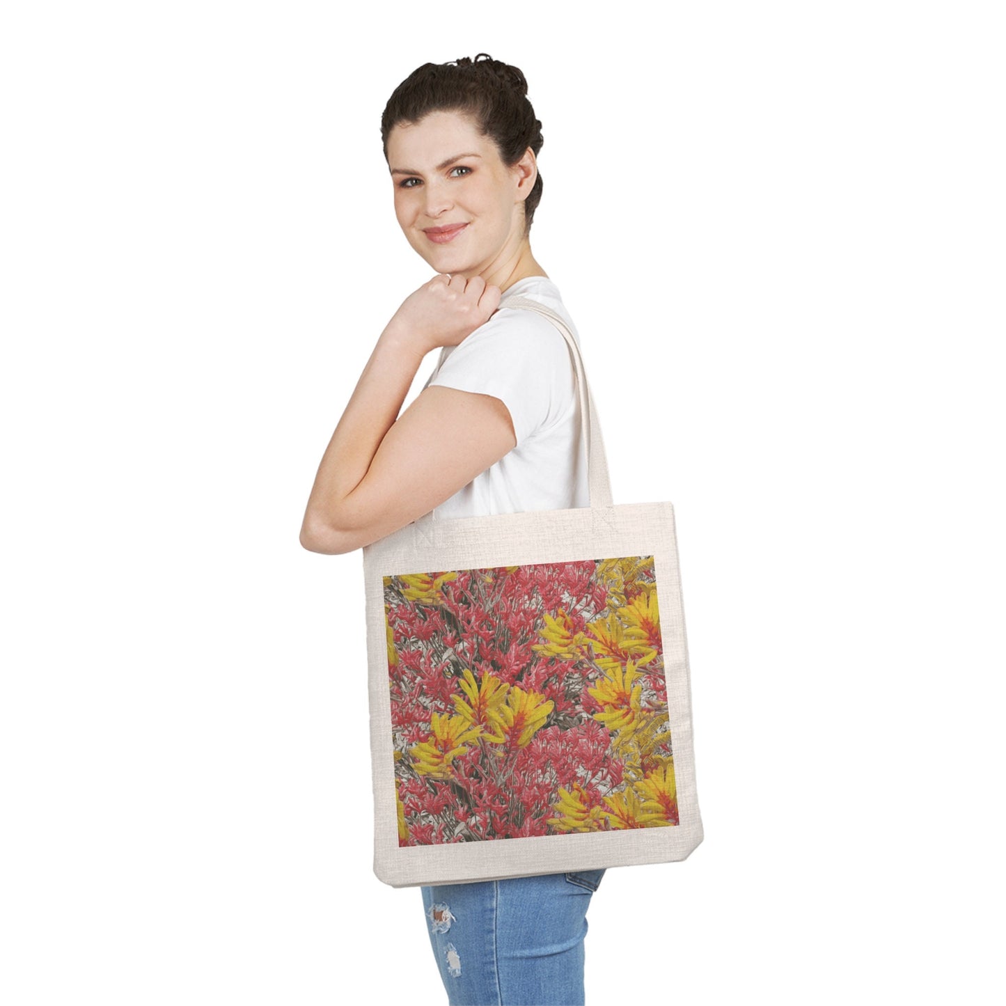 Floral Wild Flower Tote Bag - Anigozanthos flavidu (Kangaroo Paw), West Australian Wild Flowers.