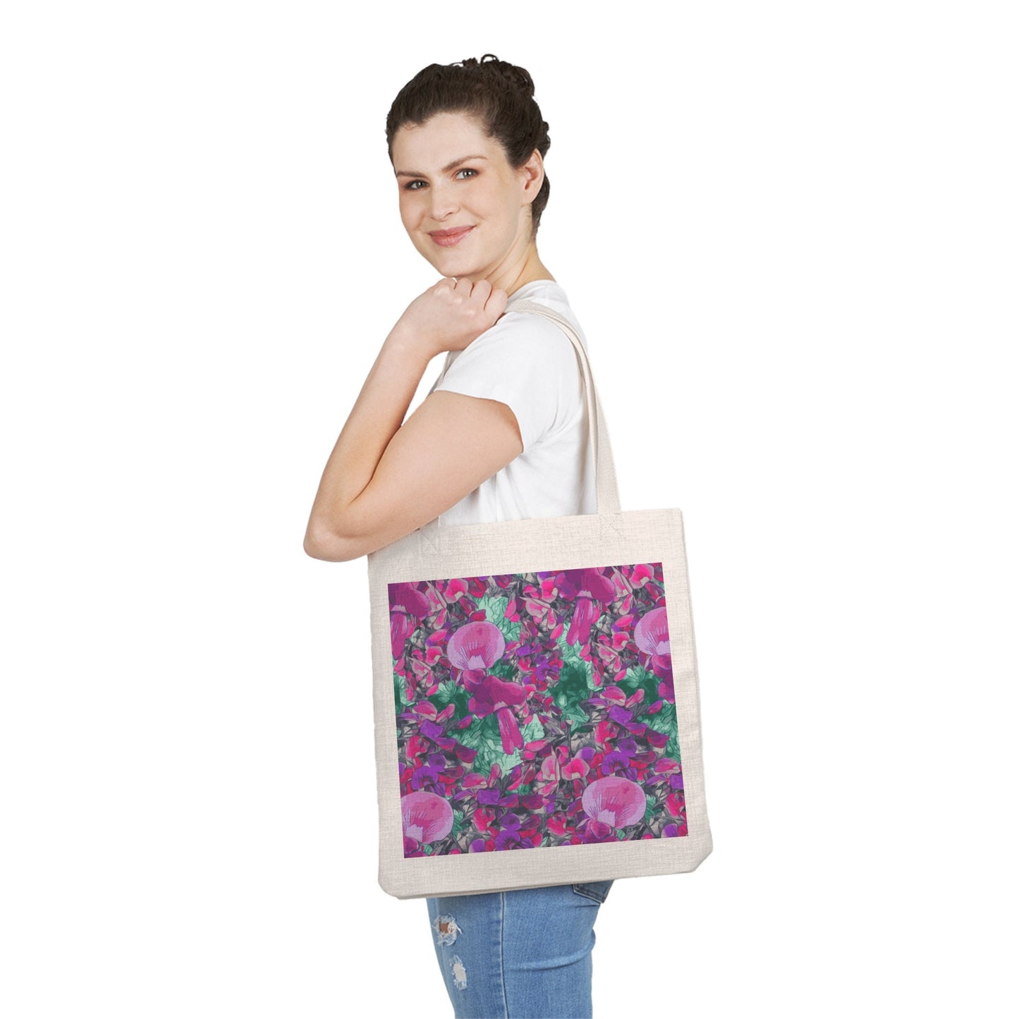 Floral Wild Flower Tote Bag - Holly-Leaved Mirbelia - Mirbelia dilatata, West Australian Wild Flowers.