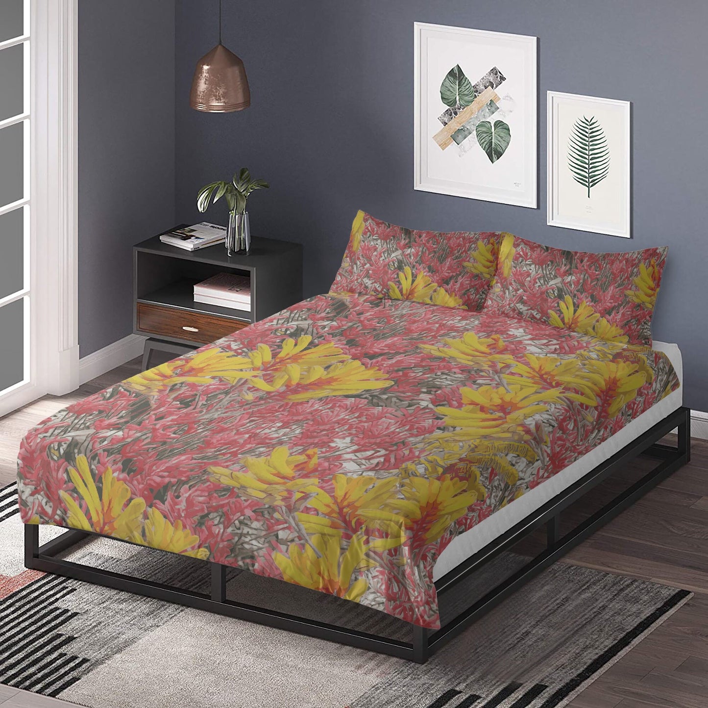 Floral Wild Flower Duvet/Doona Cover and Pillow Set - Anigozanthos flavidu (Kangaroo Paw), West Australian Wild Flowers.