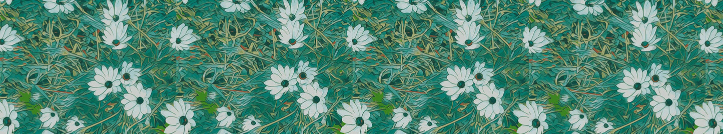 Floral Wild Flower Table Runner Size 70''×13'' - OSTEOSPERMUM 'Avalanche' Daisy, West Australian Wild Flowers.