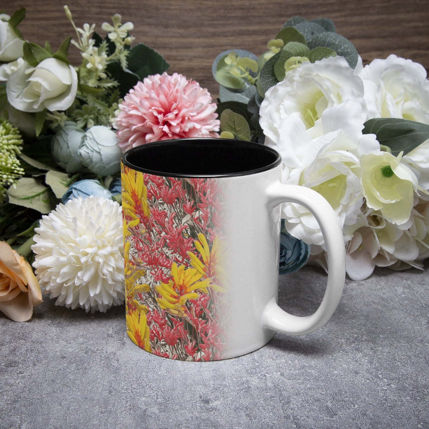 Floral Wild Flower Mug - Anigozanthos flavidu (Kangaroo Paw), West Australian Wild Flowers.