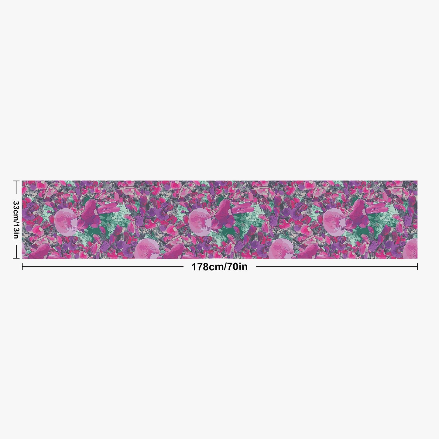 Floral Wild Flower Table Runner Size: 70''×13'' - Holly-Leaved Mirbelia - Mirbelia dilatata, West Australian Wild Flowers.