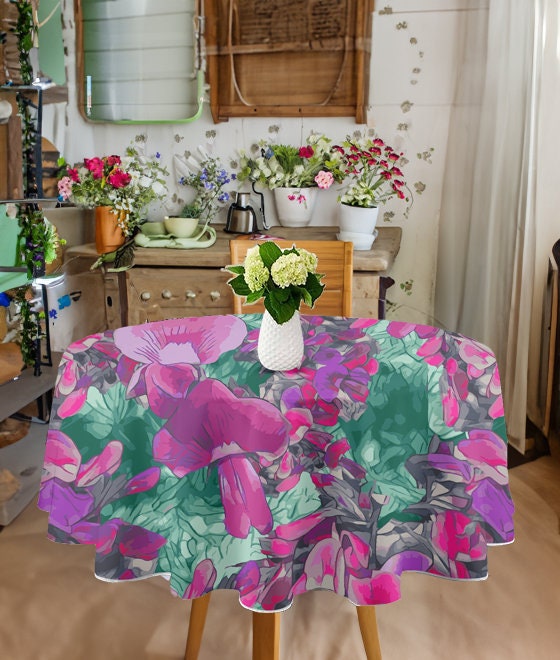 Floral Wild Flower Table Cloth 60" Inch - Holly-Leaved Mirbelia - Mirbelia dilatata, West Australian Wild Flowers.