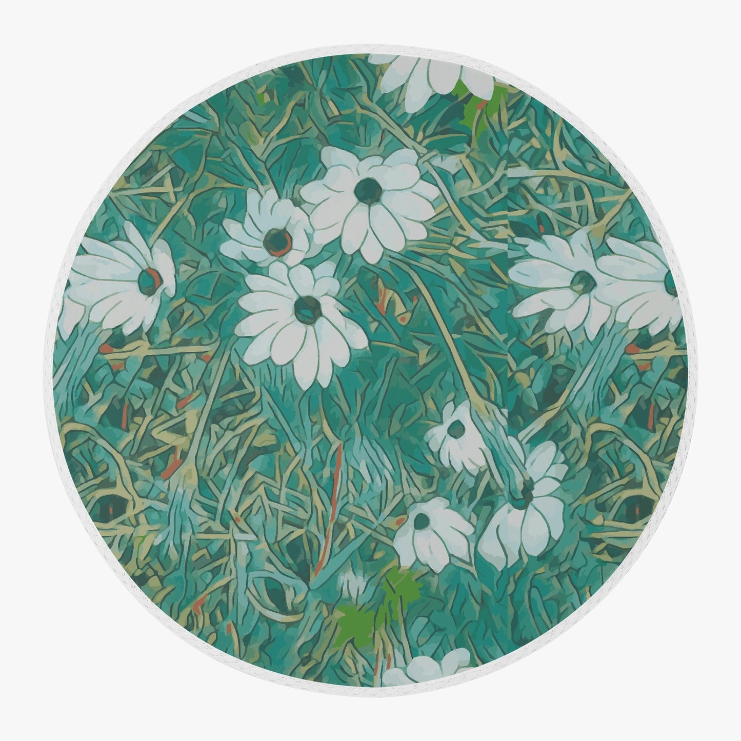Floral Wild Flower Table Cloth 60" Inch - OSTEOSPERMUM 'Avalanche' Daisy, West Australian Wild Flowers.