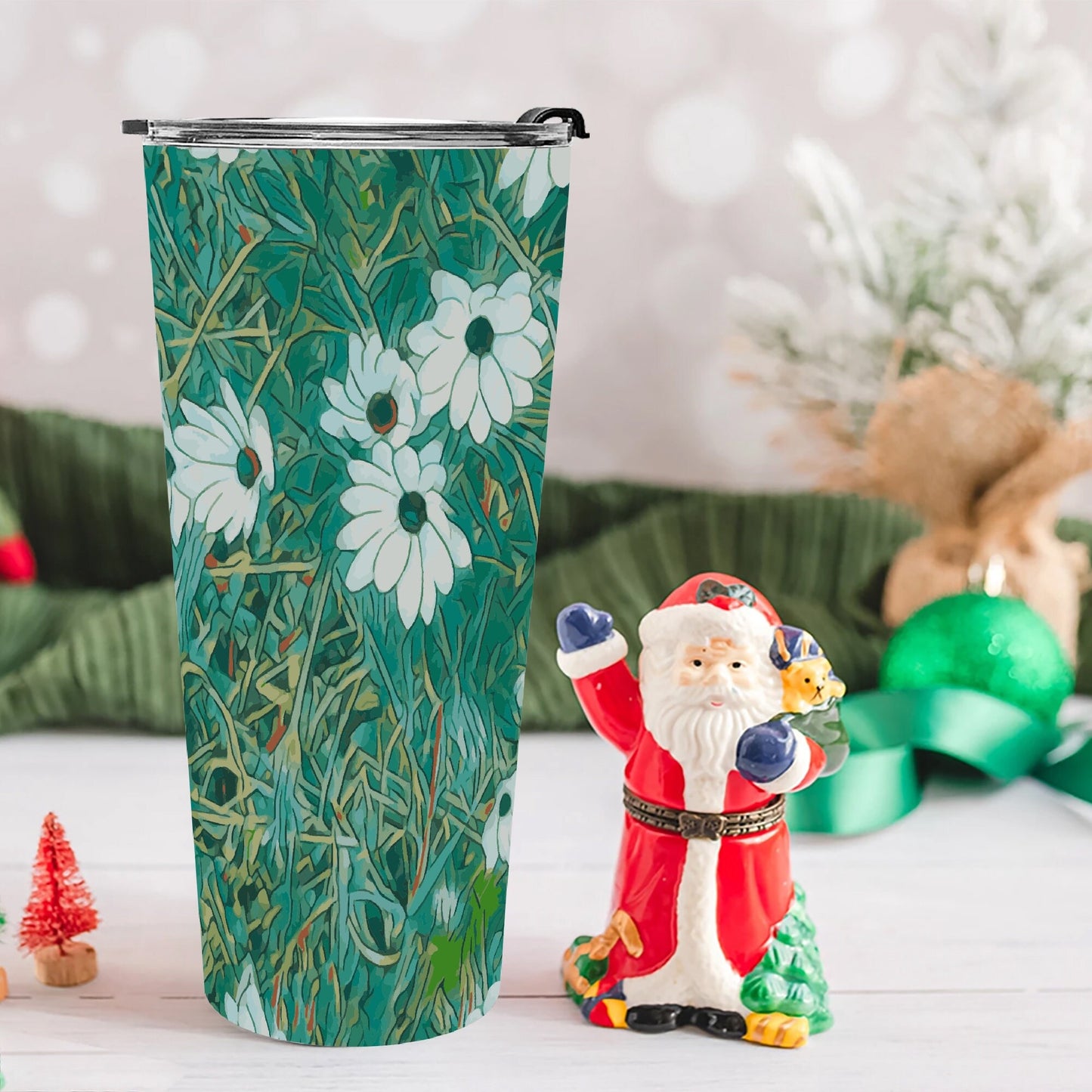Floral Wild Flower Vacuum Insulated  Coffee Cup - OSTEOSPERMUM 'Avalanche' Daisy West Australian