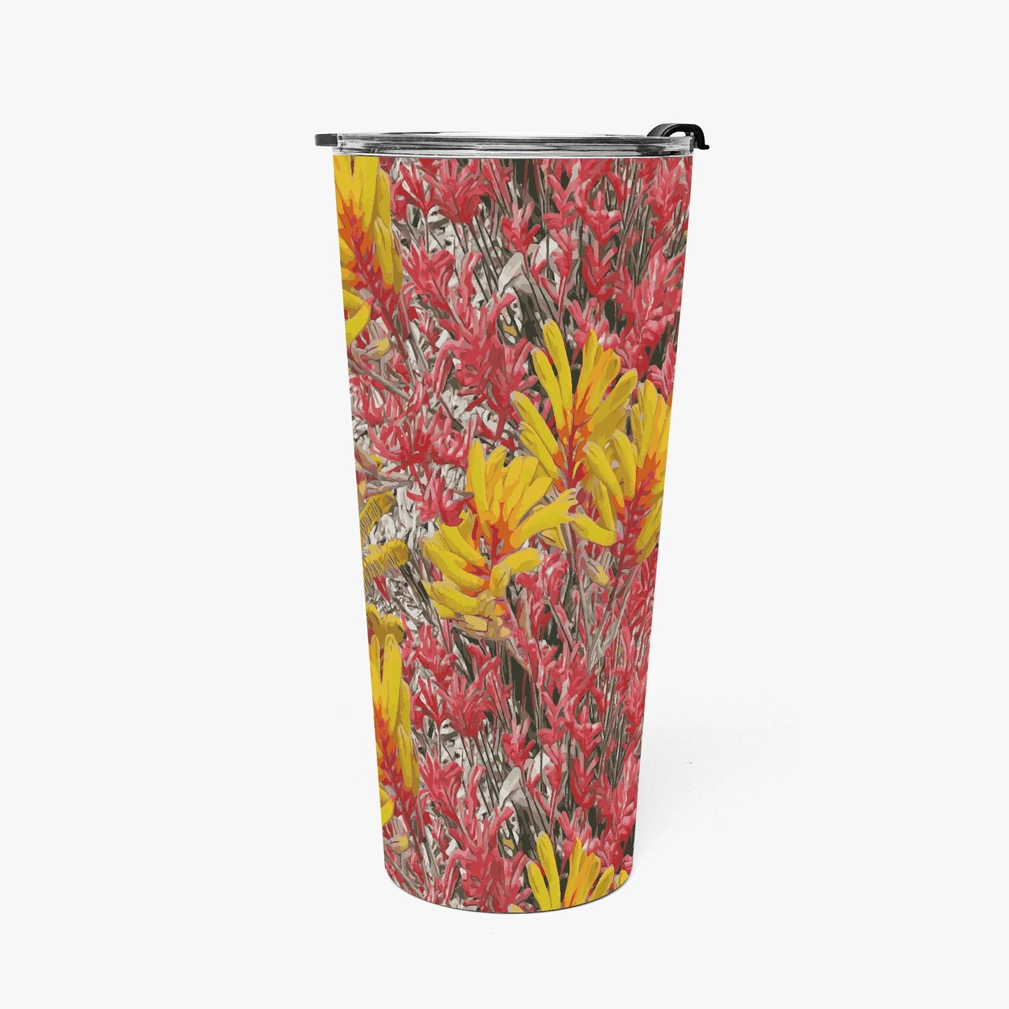 Floral Wild Flower Vacuum Insulated  Coffee Cup 30 oz - Anigozanthos flavidu (Kangaroo Paw), West Australian Wild Flowers.