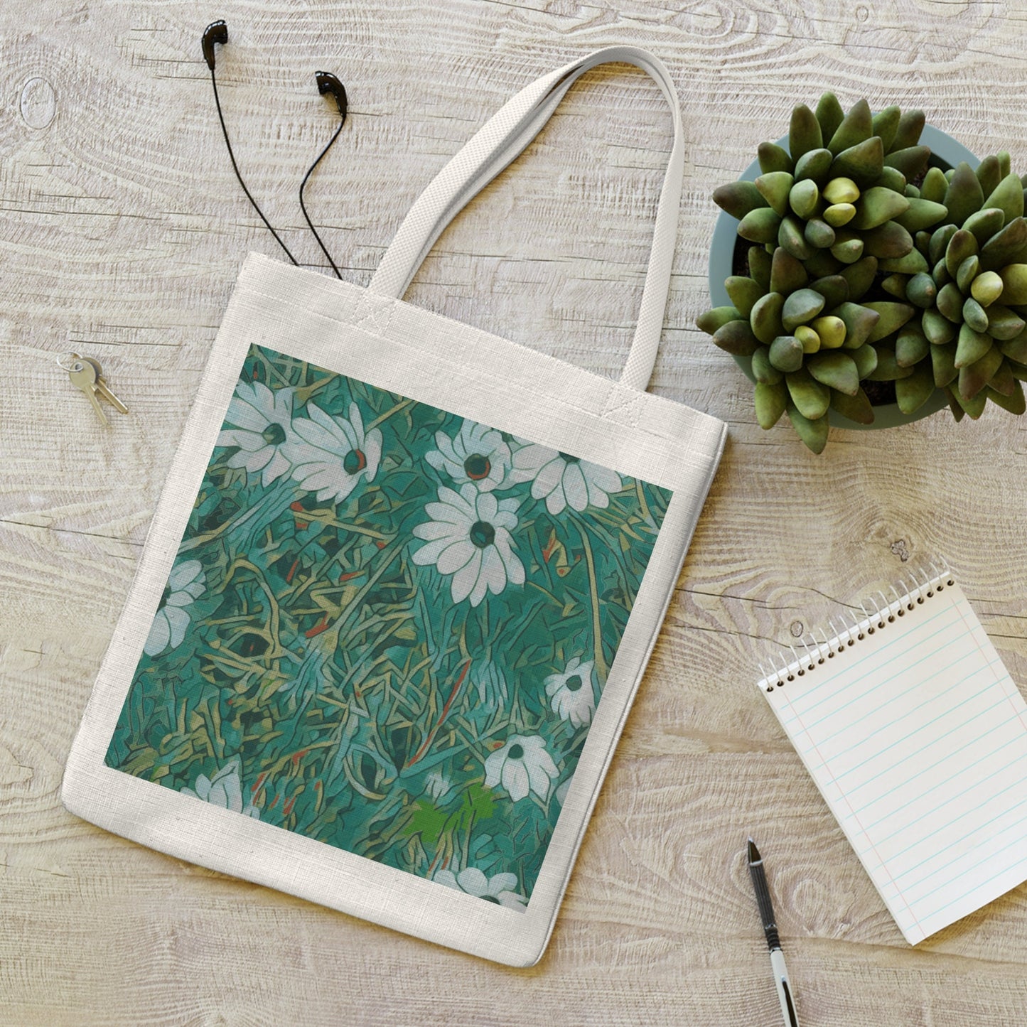 Floral Wild Flower Tote Bag - OSTEOSPERMUM 'Avalanche' Daisy, West Australian Wild Flowers.