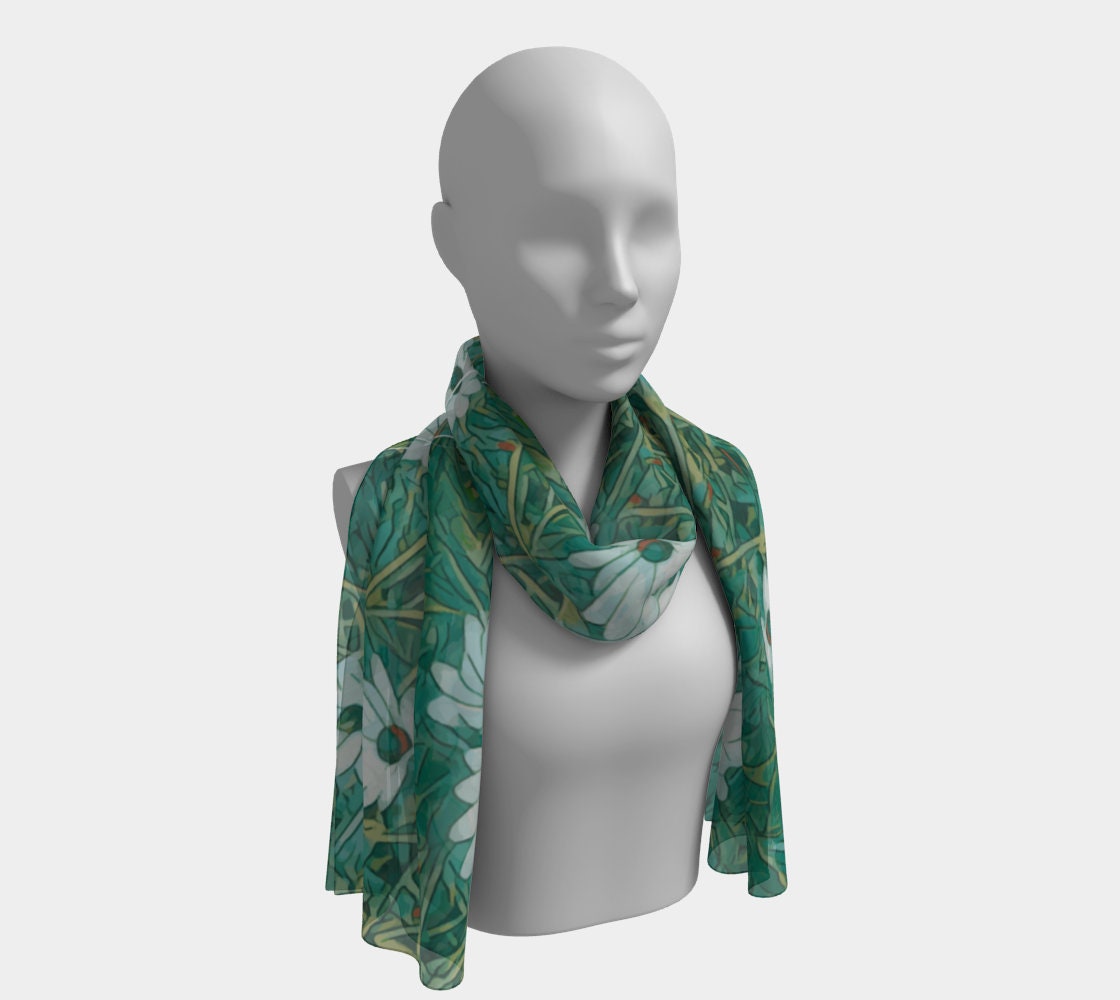 Floral Wild Flower Scarf - Osteospermum 'Avalanche' Daisy, West Australian Wild Flowers.
