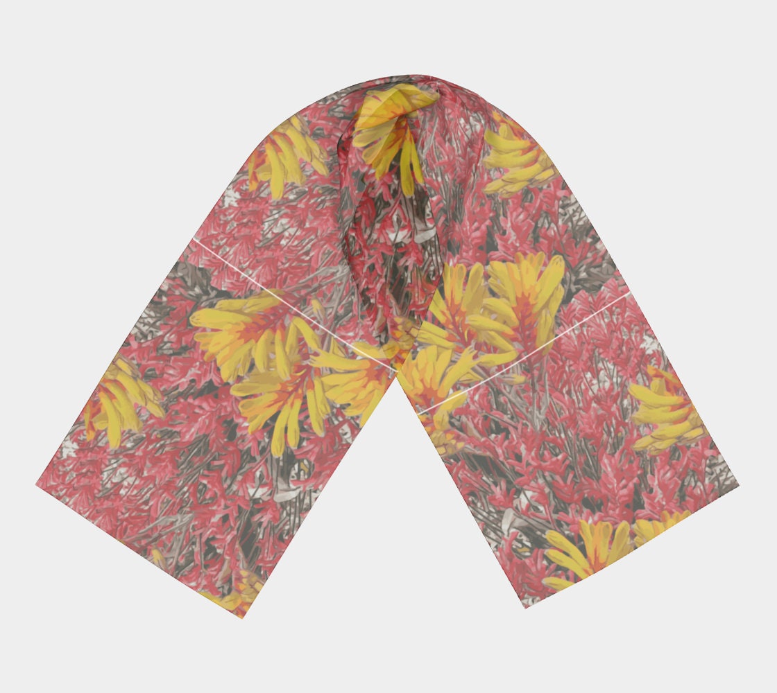 Floral Wild Flower Scarf - Anigozanthos flavidu (Kangaroo Paw), West Australian Wild Flowers.