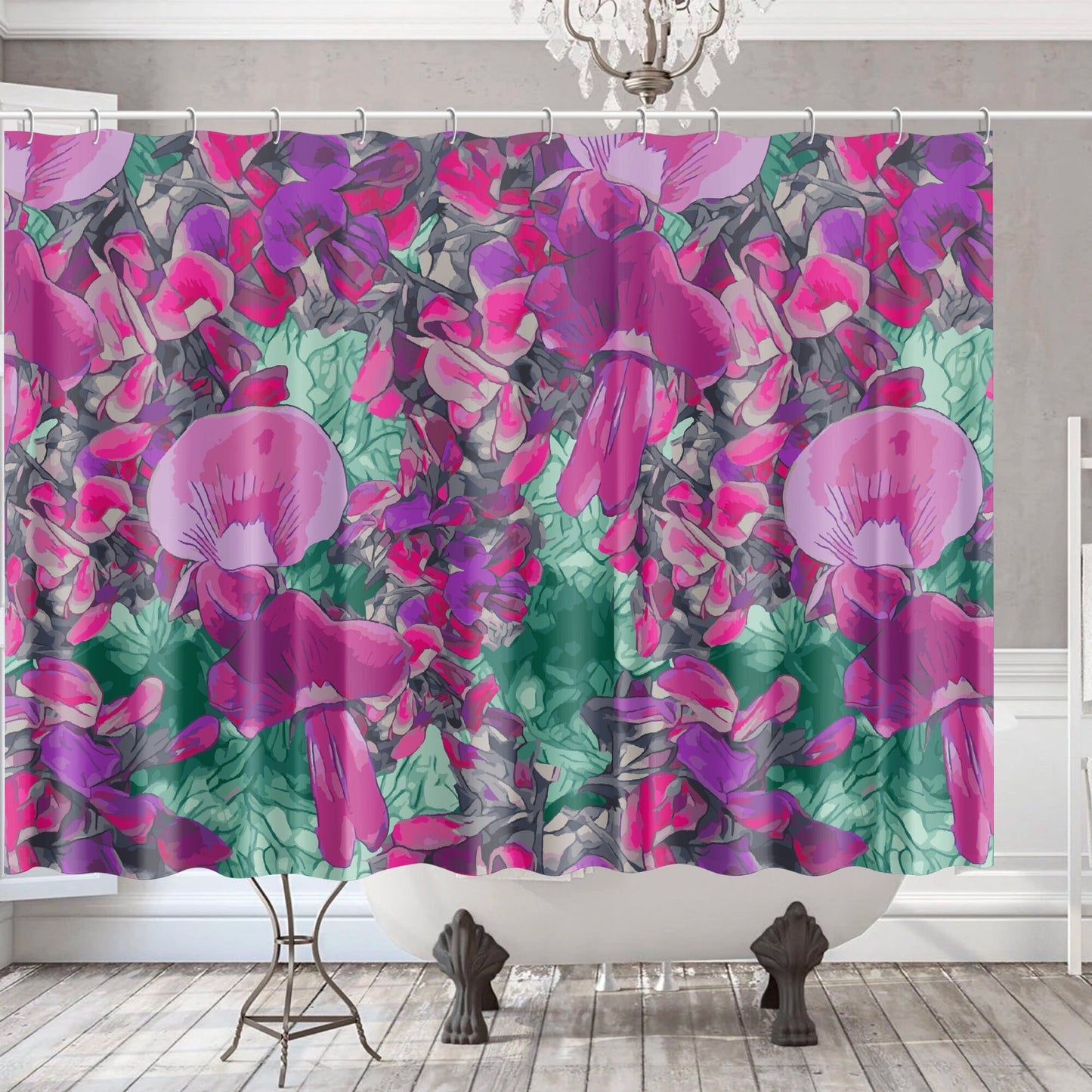 Floral Wild Flower Shower Curtain - Holly-Leaved Mirbelia - Mirbelia dilatata, West Australian Wild Flowers.