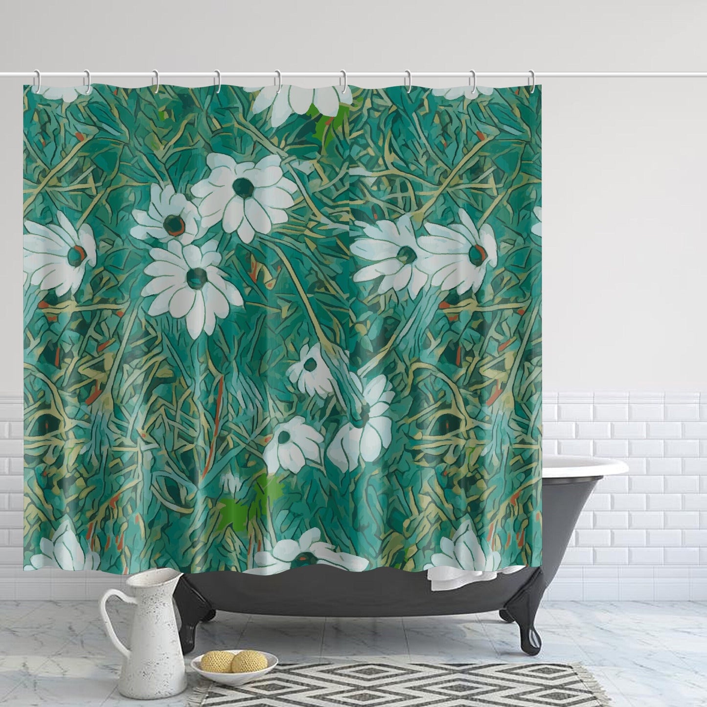 Floral Wild Flower Shower Curtain- OSTEOSPERMUM 'Avalanche' Daisy West Australian