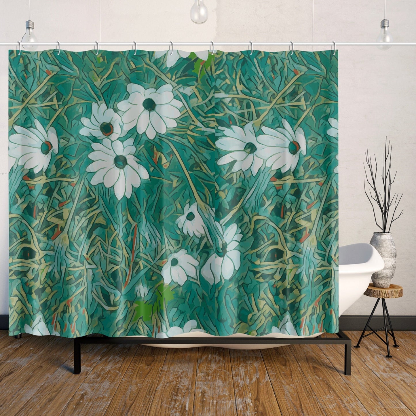 Floral Wild Flower Shower Curtain- OSTEOSPERMUM 'Avalanche' Daisy West Australian
