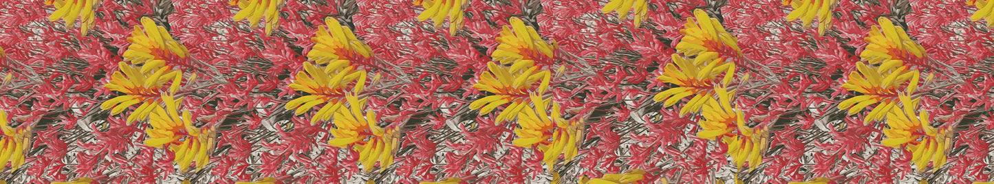 Floral Wild Flower Table Runner Size 70''×13'' - Anigozanthos flavidu (Kangaroo Paw), West Australian Wild Flowers.