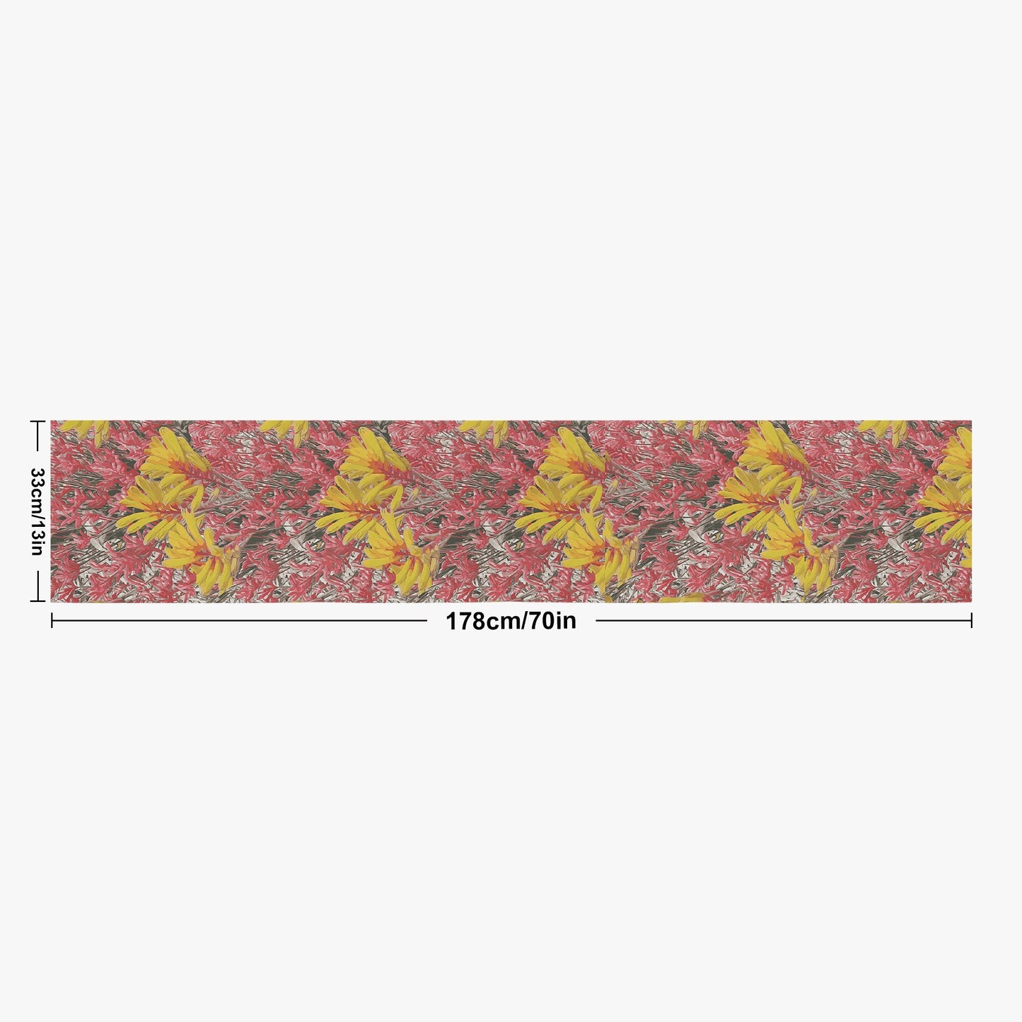 Floral Wild Flower Table Runner Size 70''×13'' - Anigozanthos flavidu (Kangaroo Paw), West Australian Wild Flowers.