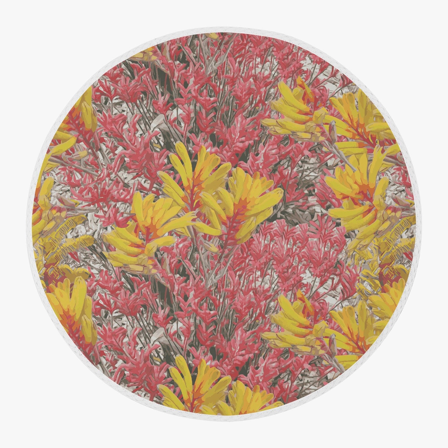 Floral Wild Flower Table Cloth 60" Inch - Anigozanthos flavidu (Kangaroo Paw), West Australian Wild Flowers.