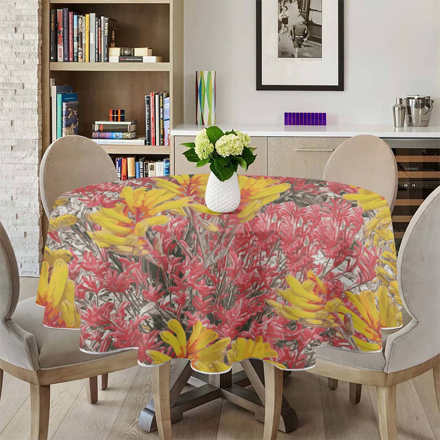 Floral Wild Flower Table Cloth 60" Inch - Anigozanthos flavidu (Kangaroo Paw), West Australian Wild Flowers.
