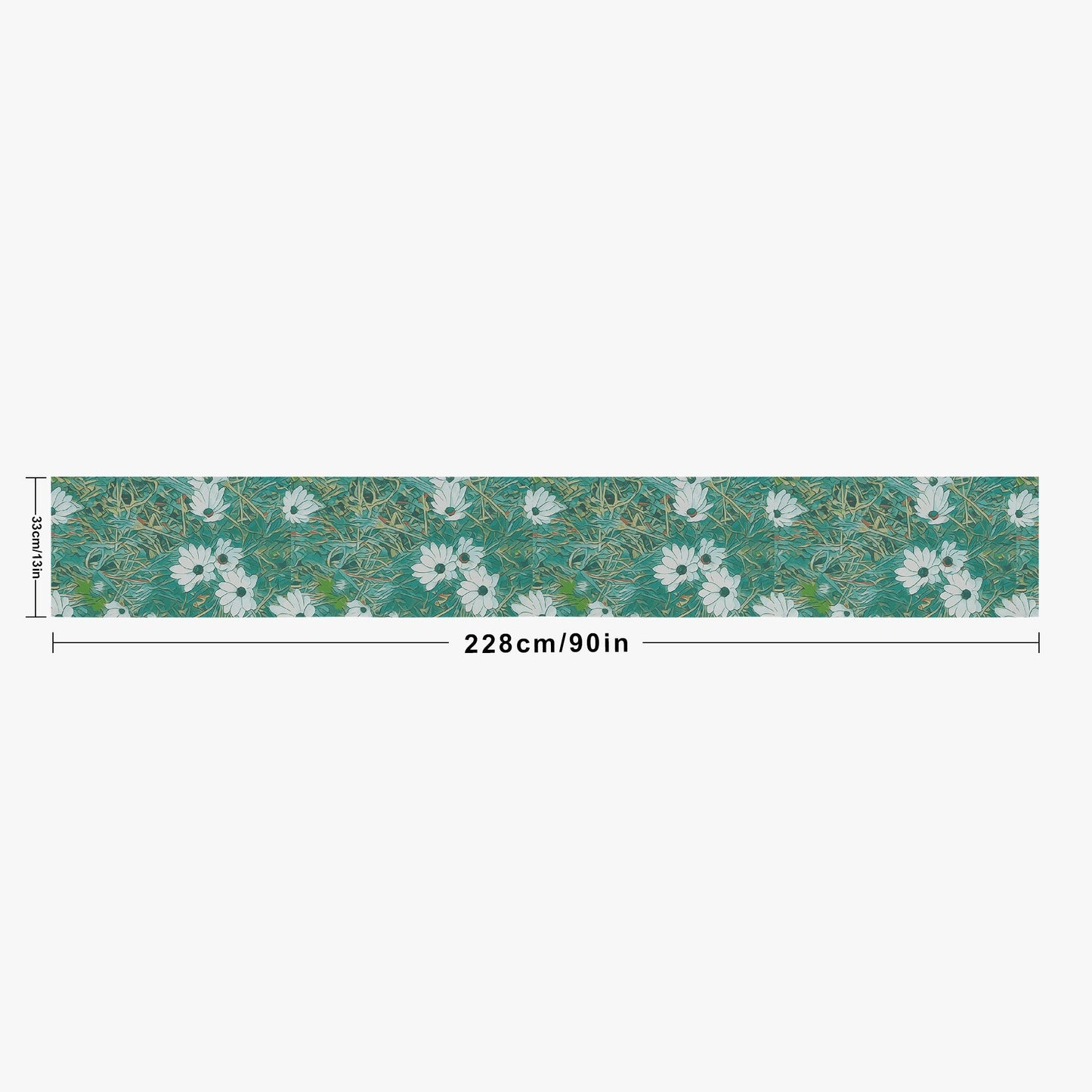 Floral Wild Flower Table Runner Size 90''×13'' - OSTEOSPERMUM 'Avalanche' Daisy, West Australian Wild Flowers.