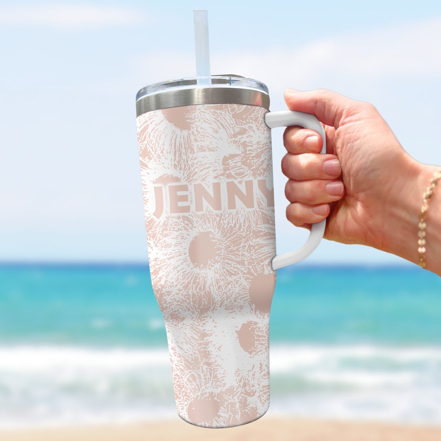 Personalized 40oz Tumbler, Australian Gum Tree Blossom, Insulated Travel Mug