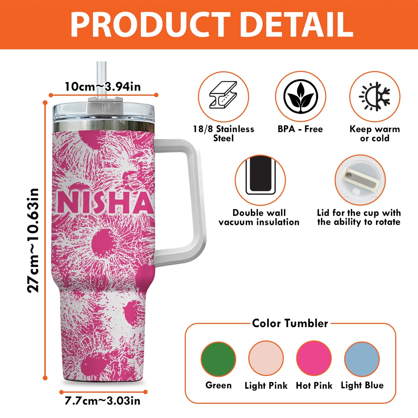 Personalized 40oz Tumbler, Australian Gum Tree Blossom, Insulated Travel Mug