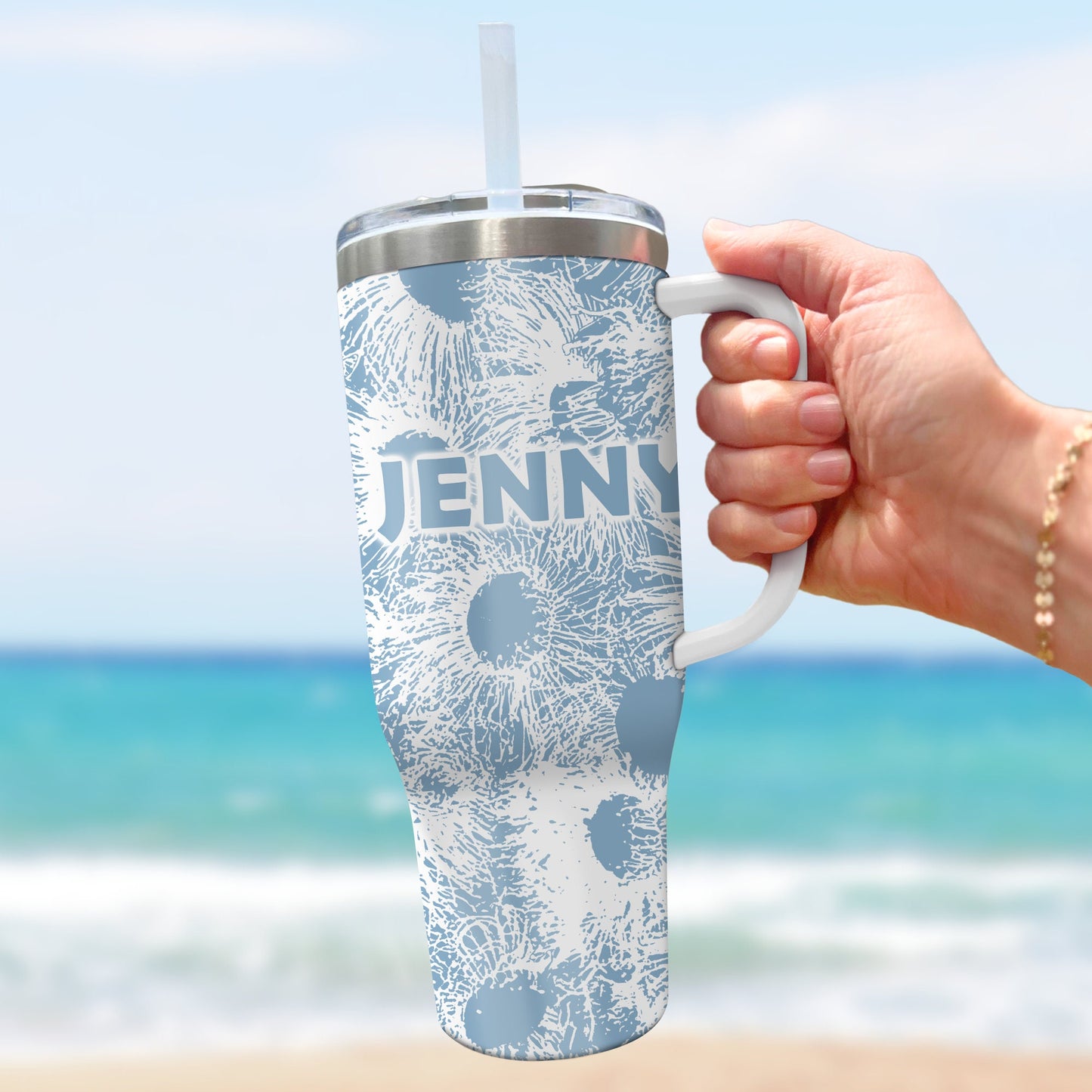 Personalized 40oz Tumbler, Australian Gum Tree Blossom, Insulated Travel Mug