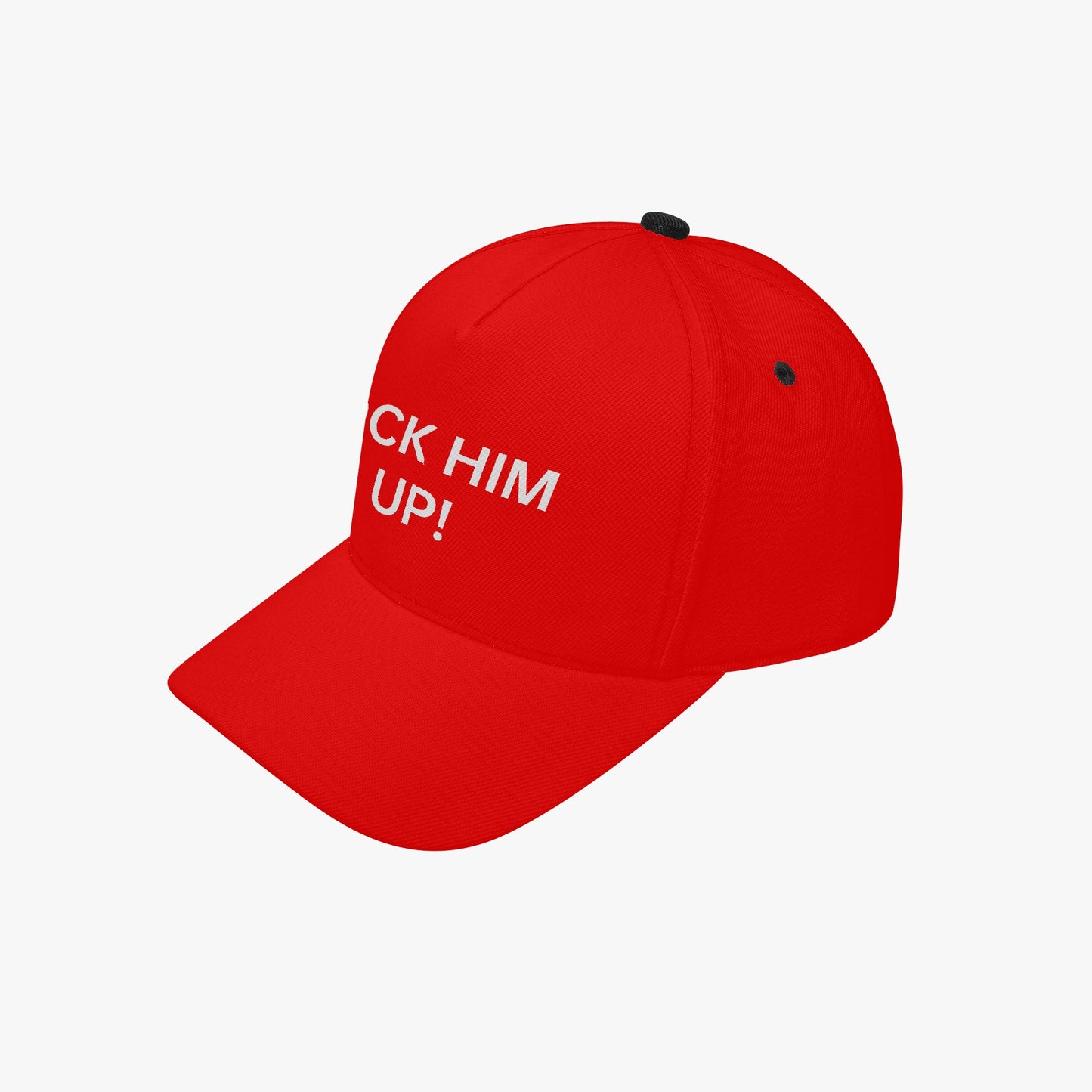 Trump "Lock Him Up Hat in Maga Red Text Only